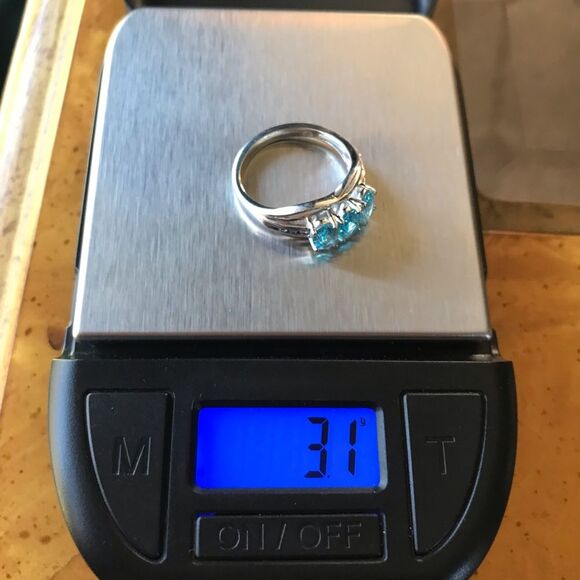 Natural Blue Apatite Blue Sapphire Sterling Silver Ring - Picture 8 of 8